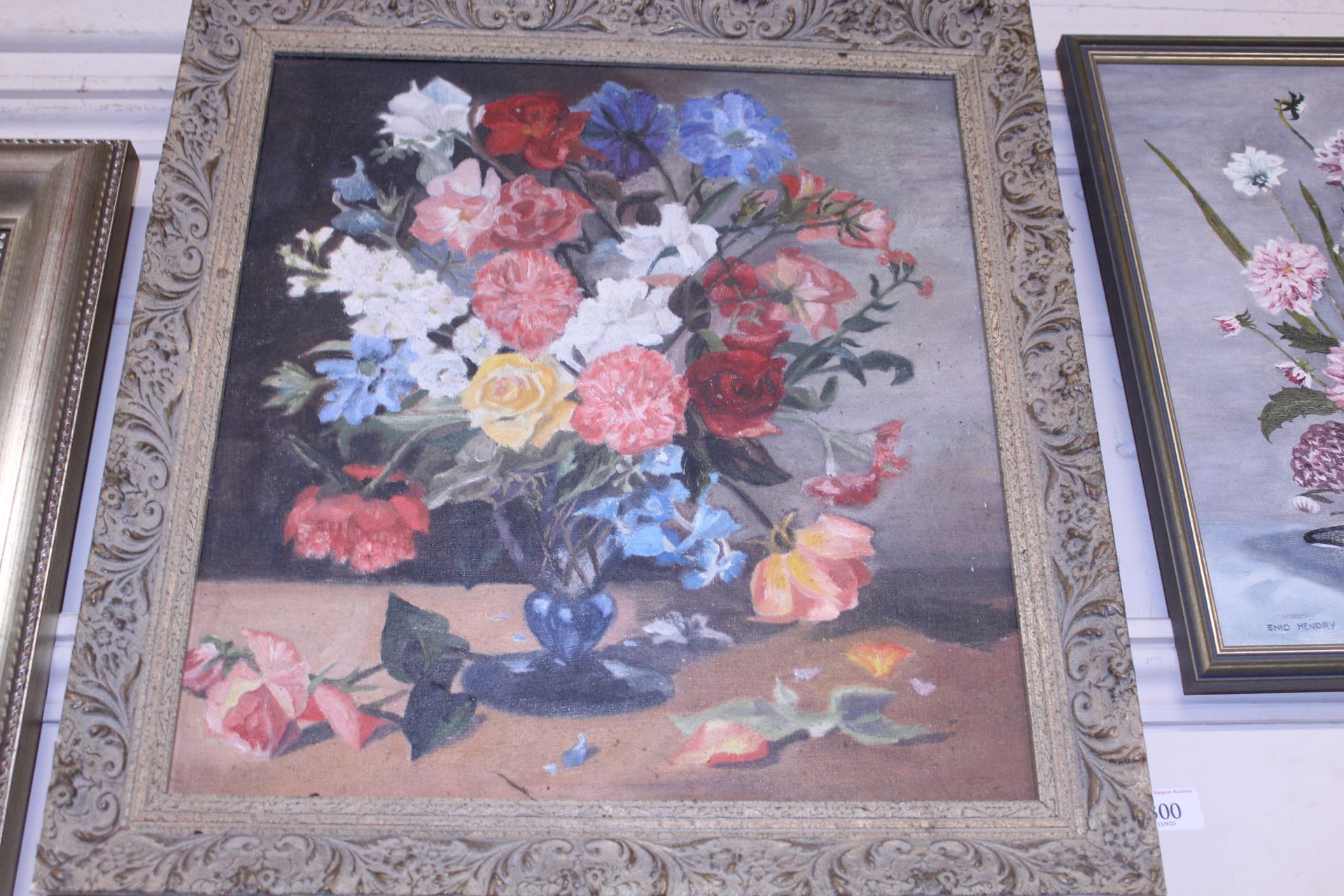 Oil on canvas, still life study in gilt frame