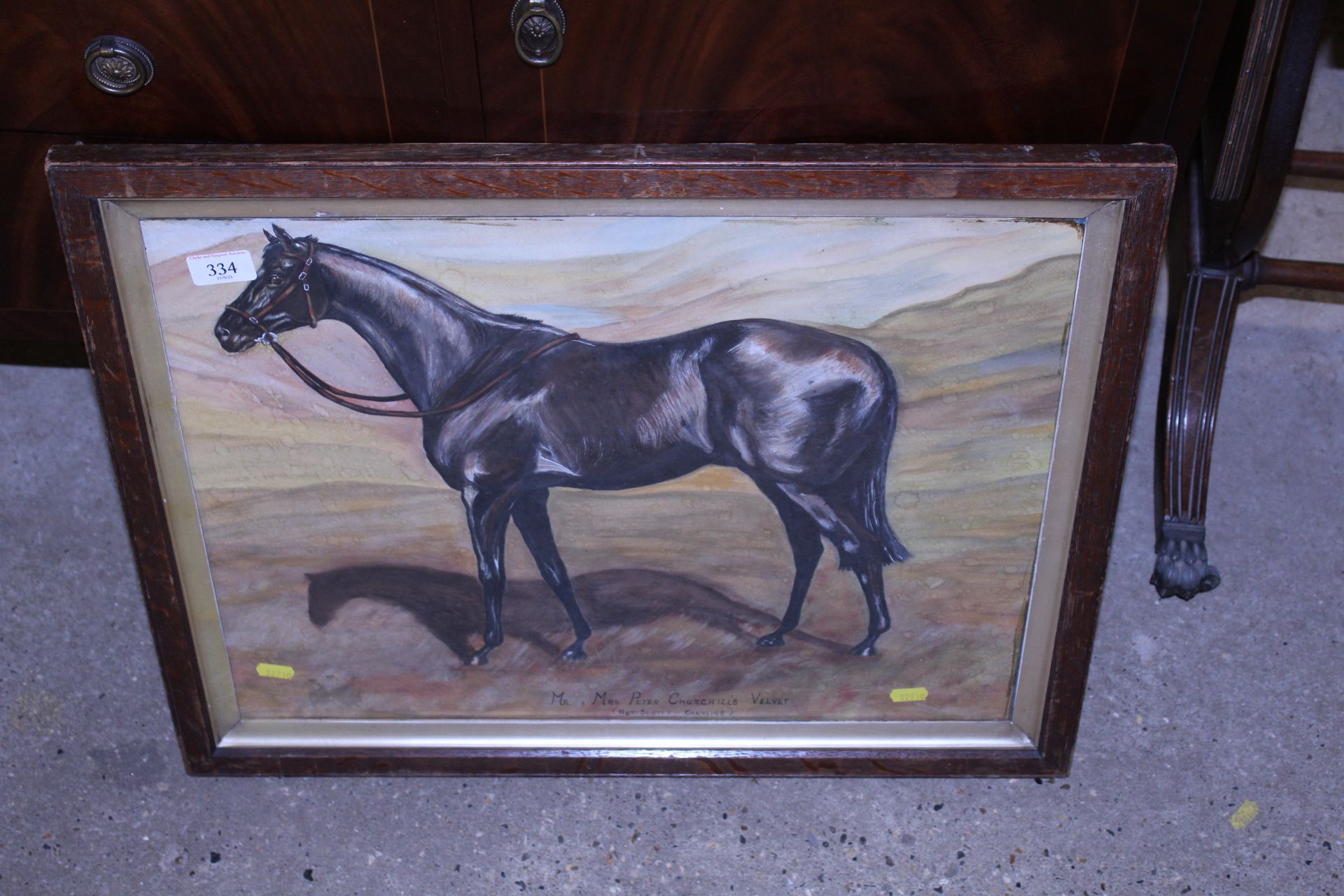 A watercolour of the race horse Velvet