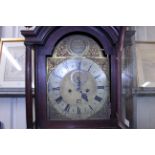 A mahogany long case clock with brass dial by Samu