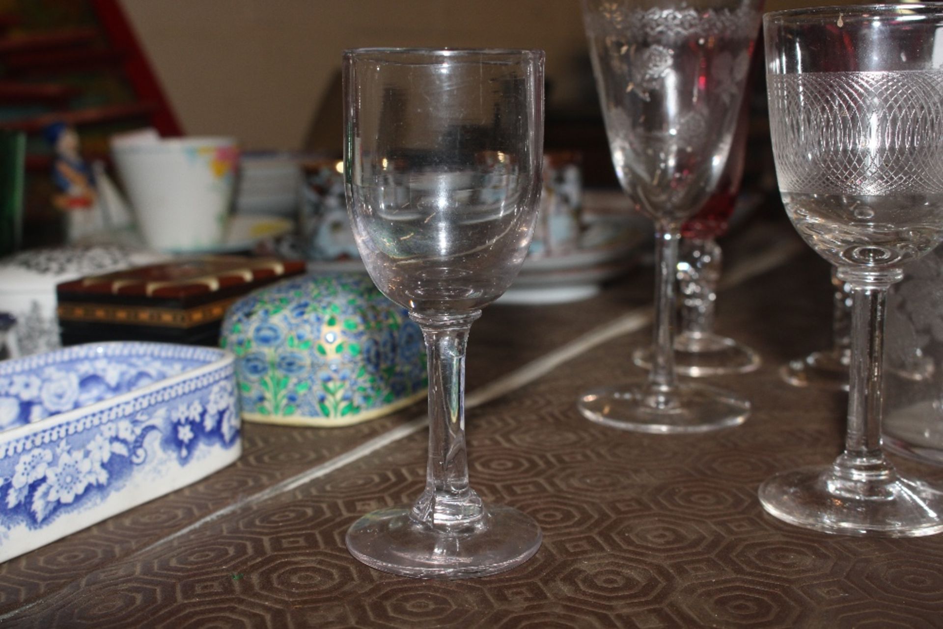 Five ruby tinted sherry glasses and various other - Image 11 of 12