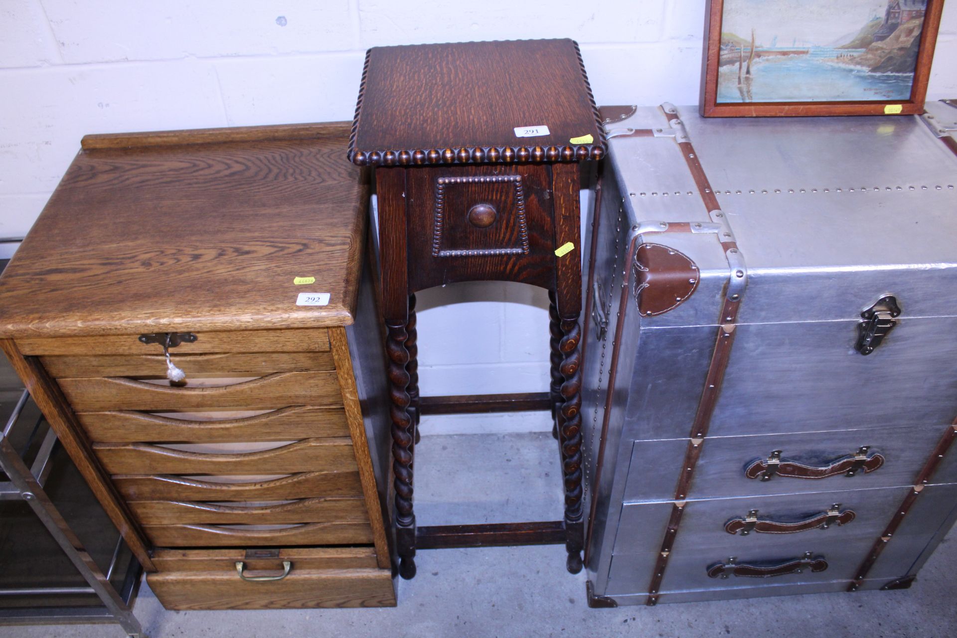 A 1930's oak barleytwist plant stand