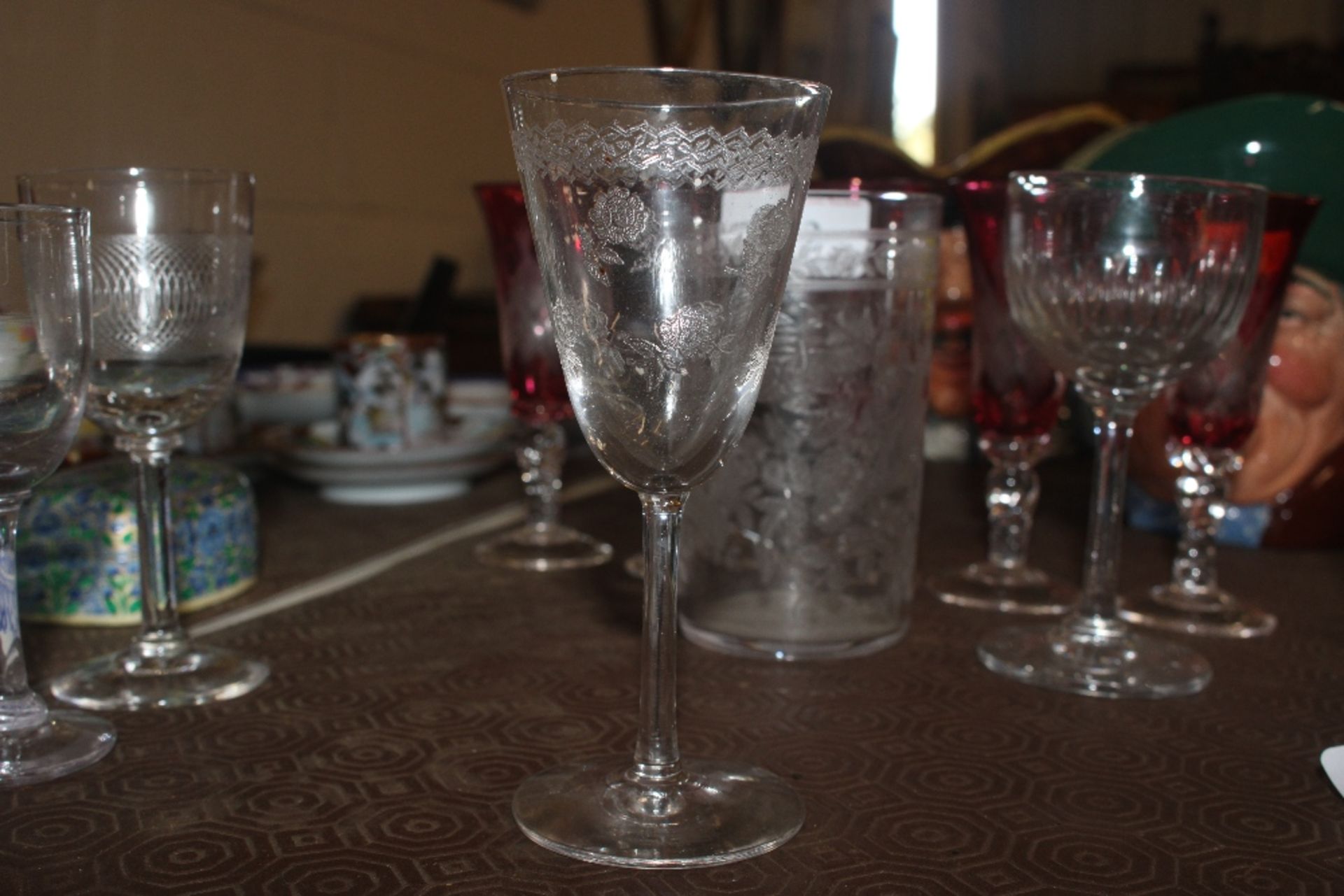 Five ruby tinted sherry glasses and various other - Image 4 of 12