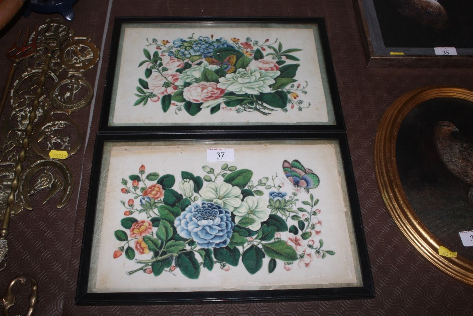 A pair of Chinese paintings on pith or rice paper