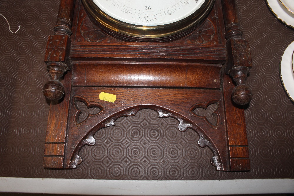 A late Victorian oak cased barometer - Image 3 of 5