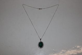 A Sterling silver and chrysoprase and cubic zircon