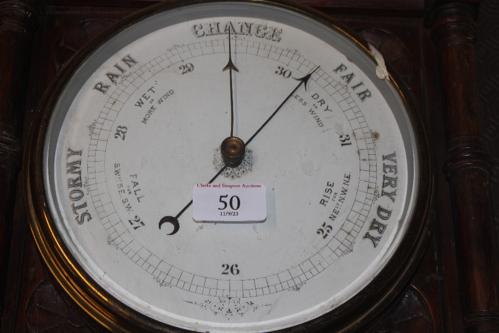 A late Victorian oak cased barometer - Image 2 of 5