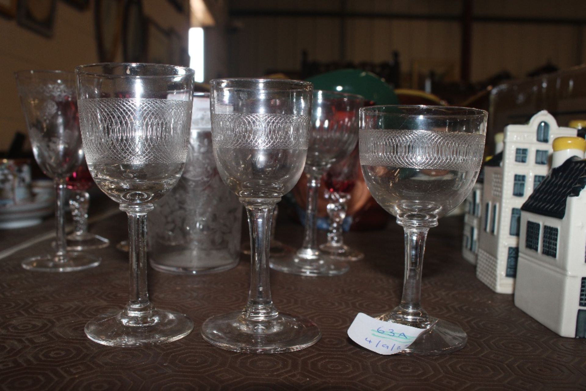 Five ruby tinted sherry glasses and various other - Image 9 of 12