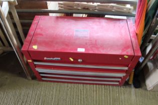 A Superline Pro tool chest comprising open top lid