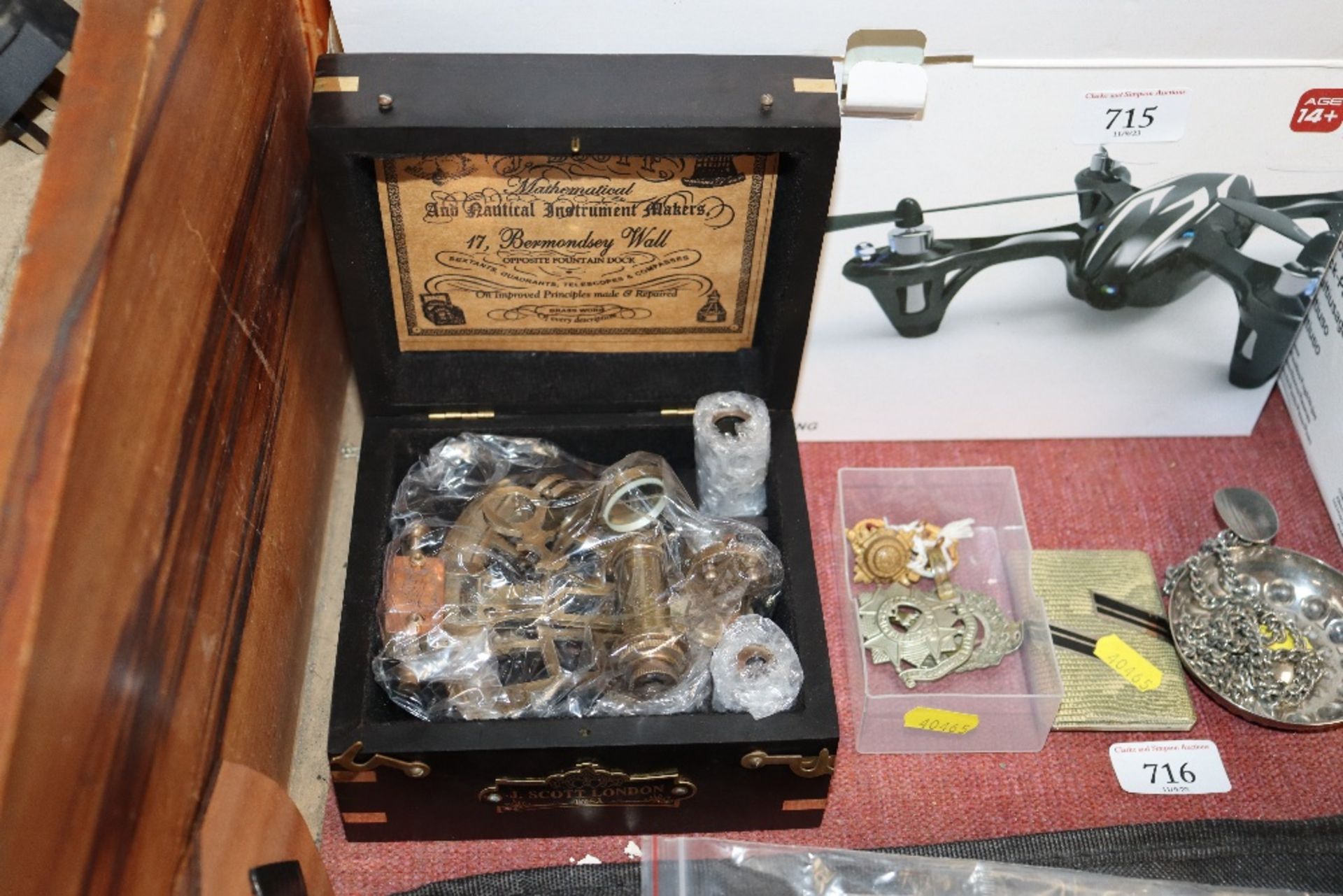 A sextant in box with fittings