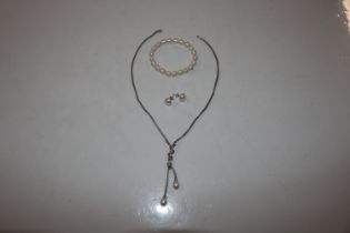 A Sterling silver and cultured pearl necklace and