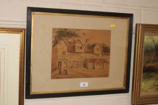 19th Century school, indistinctly signed watercolo