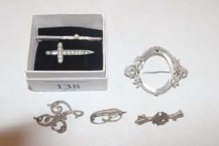 Two vintage 925 Sterling silver brooches and other