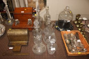 Ten various Victorian and later decanters and cara