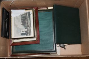 A box of photo frames etc.