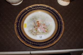 A Limoges porcelain cabinet plate decorated with a
