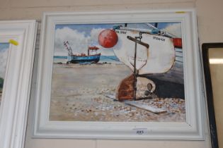 Ken Curtis, acrylic study "Boats At Aldeburgh"