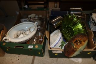 Two boxes of various china and glass