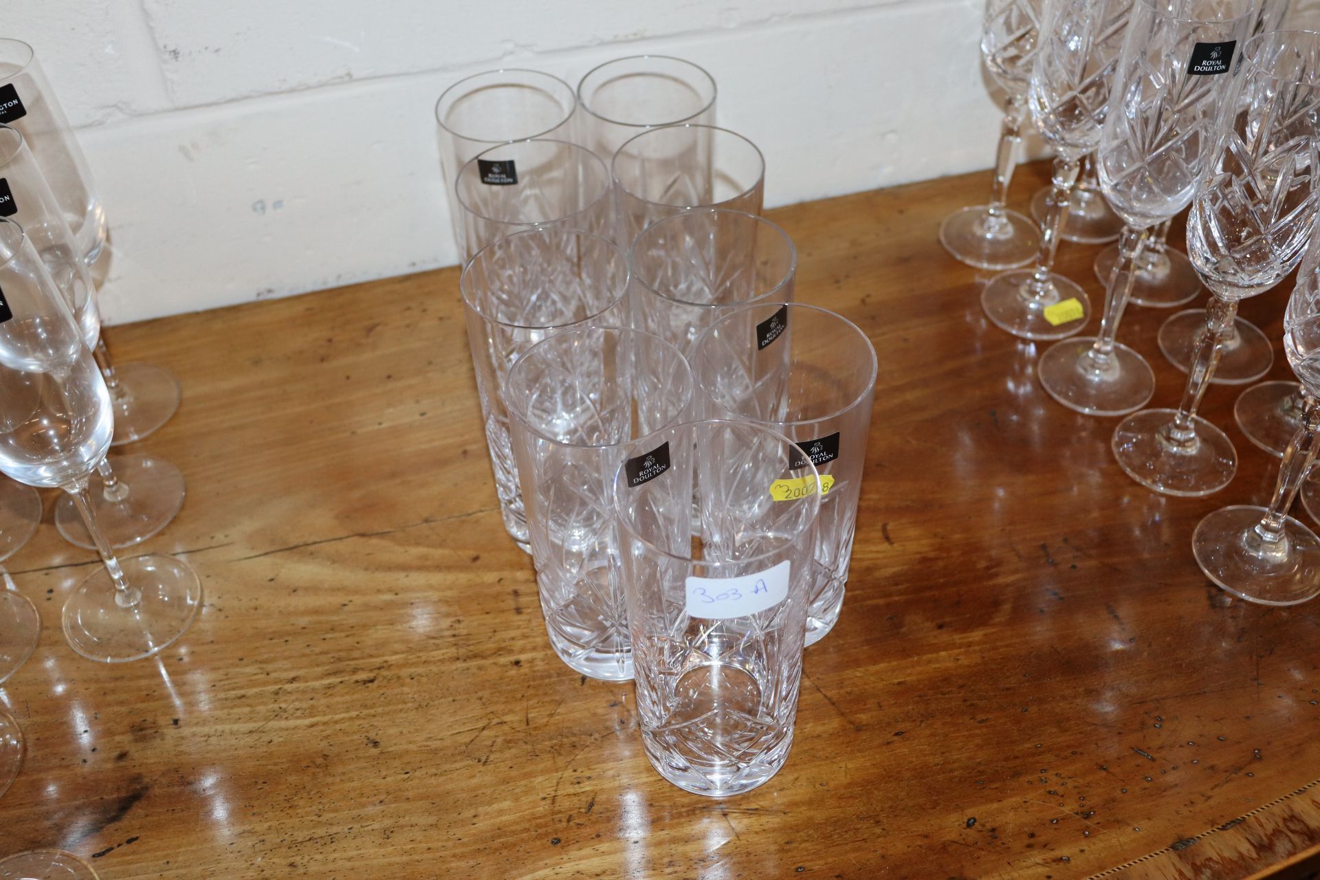 Nine Royal Doulton glass tumblers