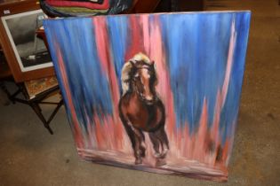 Abstract on canvas of a horse and jockey