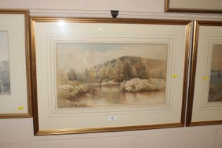 S. Maurice Jones ARCA, watercolour study of a rural river scene