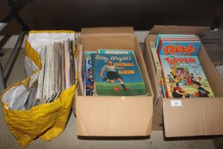 A collection of various children's annuals, footba