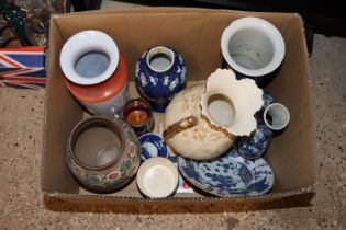 A box of various Oriental and other vases etc.