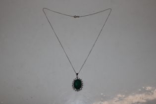 A Sterling silver and Chrysoprase and Cubic Zircon