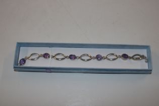 A Sterling silver and amethyst bracelet