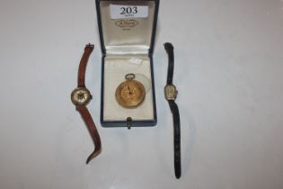 A 14ct gold cased Sterling wrist watch; a 9ct gold