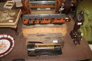 A boxed tin plate Bowman locomotive and carriage