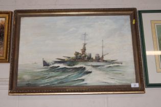 A Horton, oil on canvas of HMS Duke Of York