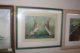 John Ryan, acrylic study of boxing hares