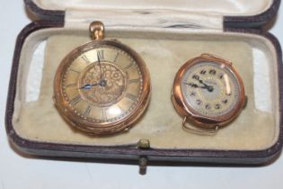 A 9ct gold cased wrist watch lacking strap and a 1