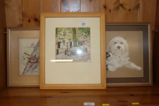 Enid Hendry two watercolour studies, one of dogs a