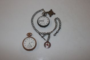 A USA Elgin gold plated pocket watch and a silver