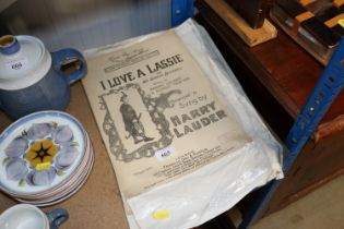 Three vintage song sheets "I Love A Lassie"; "Alexander's Ragtime Band" and "Donegal"