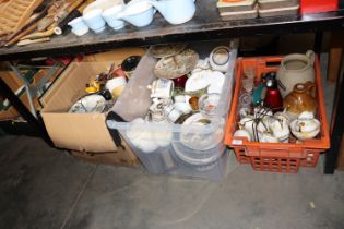 Three boxes of various sundry glass, china etc