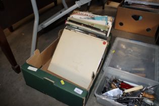 A box of records including the Beatles