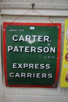 A vintage enamel advertising sign "Carter Patterso