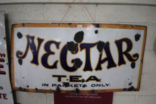 A vintage enamel sign for "Nectar Tea", approx. 24