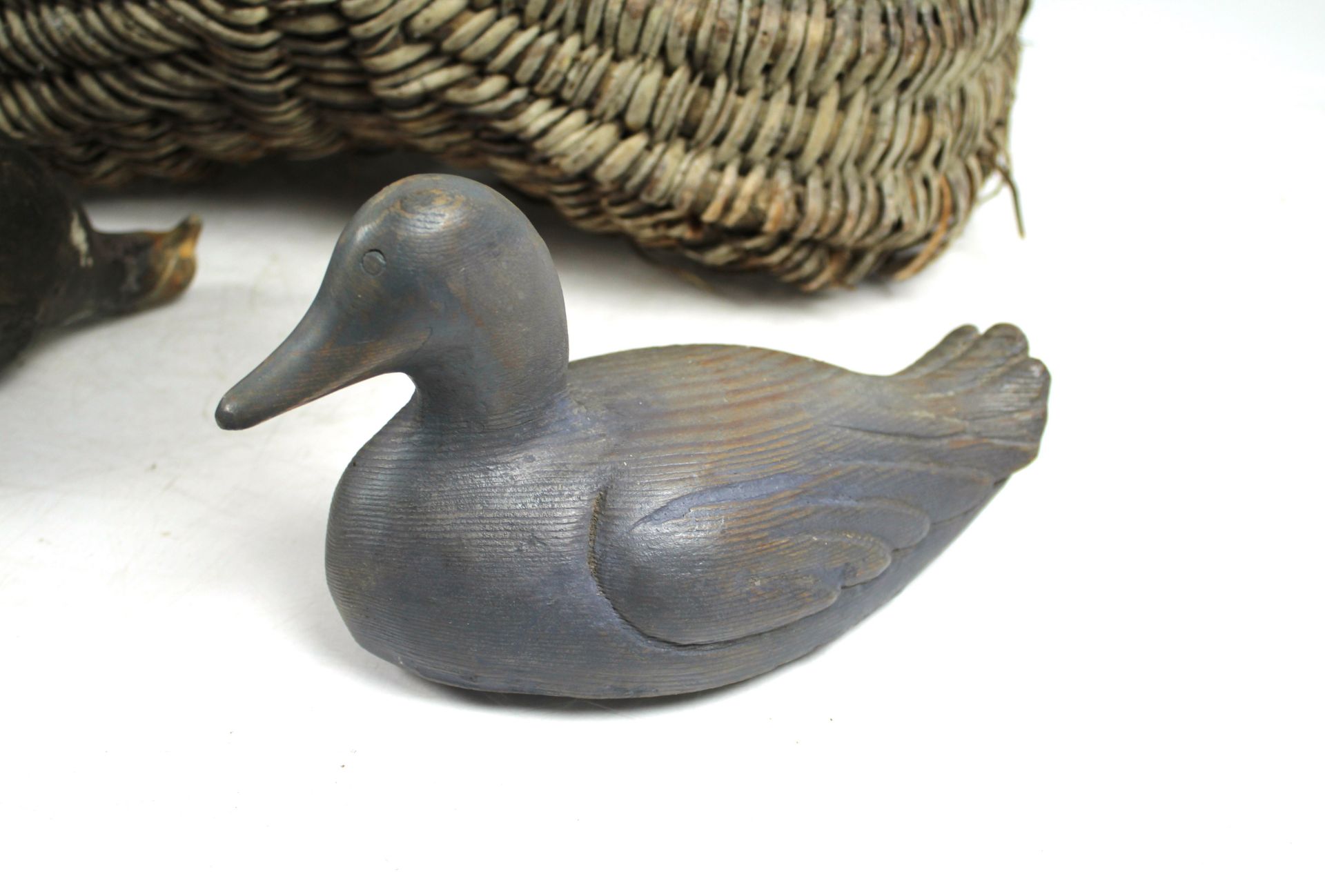 A wooden decoy duck, two rubber decoy pigeons and - Image 9 of 11