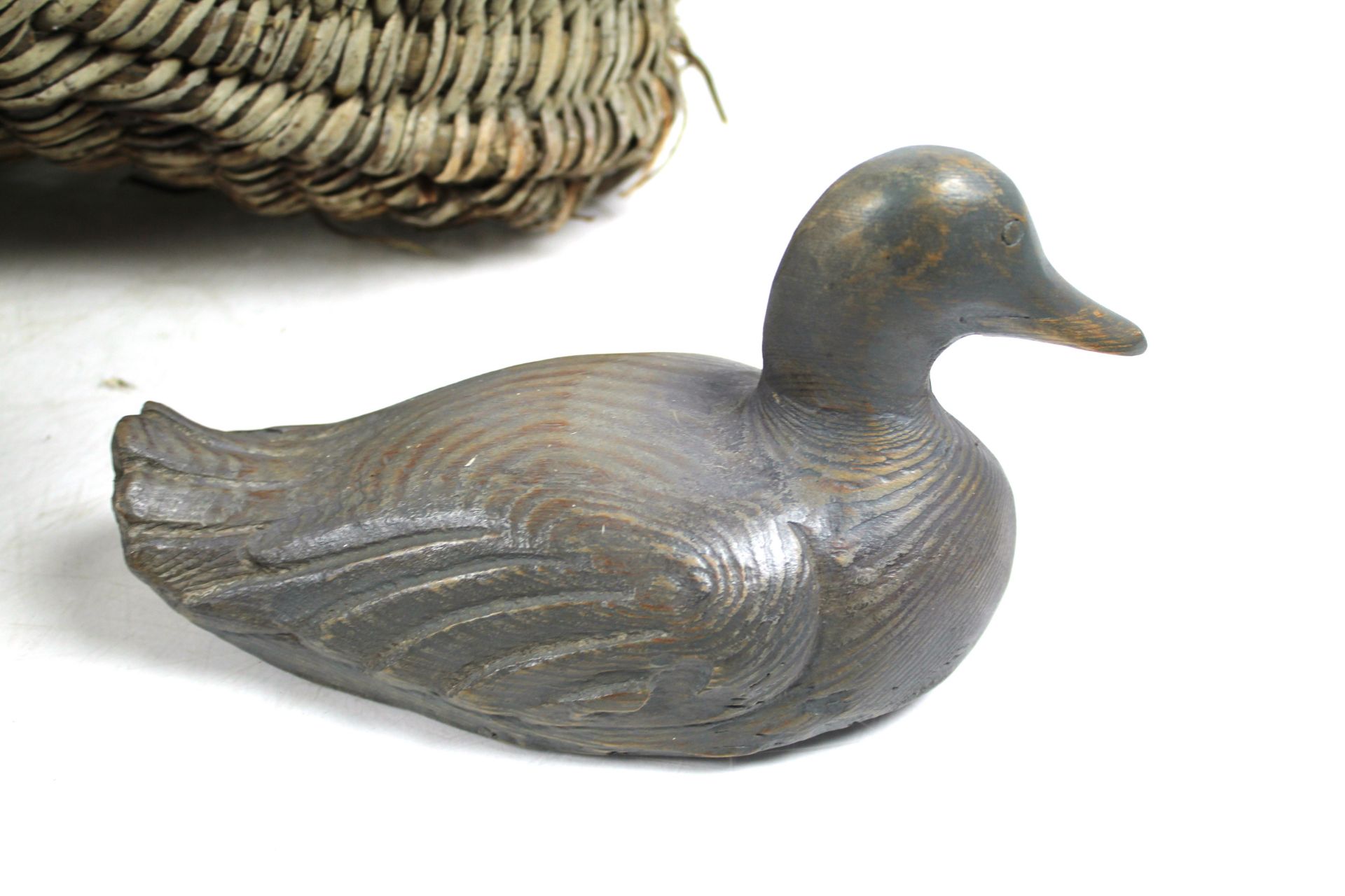 A wooden decoy duck, two rubber decoy pigeons and - Image 10 of 11