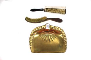 Joseph Sankey & Sons Ltd. solid brass ornate crumb scoop with matching brush circa 1900's and a