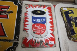 An enamel advertising sign for "Eveready", approx.