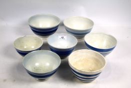 A collection of Cornish ware pottery kitchen bowls