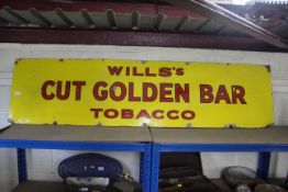 A "Wills's Cut Golden Bar" enamel advertising sign, 18" x 72"