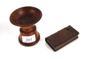 A 19th Century treen pounce pot and a treen book s