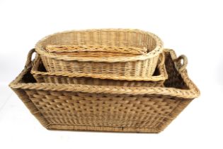 A collection of various vintage wicker baskets