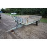 Massey Ferguson 3 Ton Tipping Trailer. Model 177. Serial number V18180. With hinged sides. Badged.