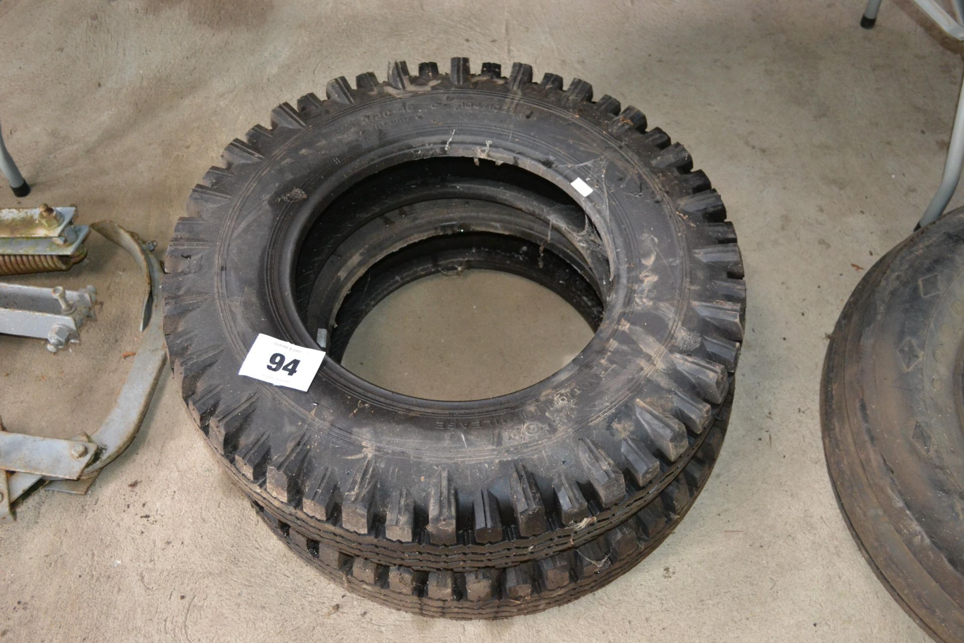 Pair of 6.50-16 tyres.